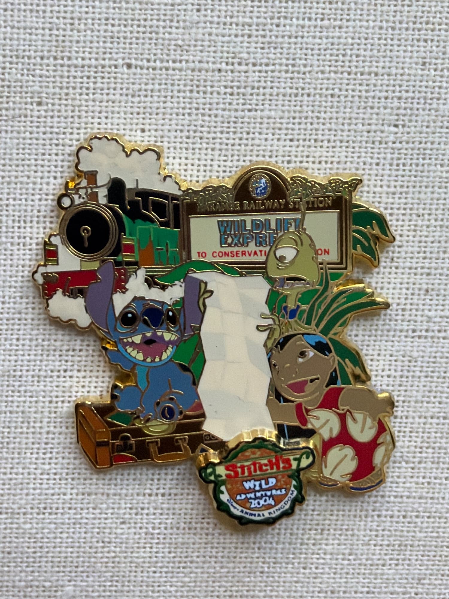 Stitch’s Wild Adventures Wildlife Express Pin, the front