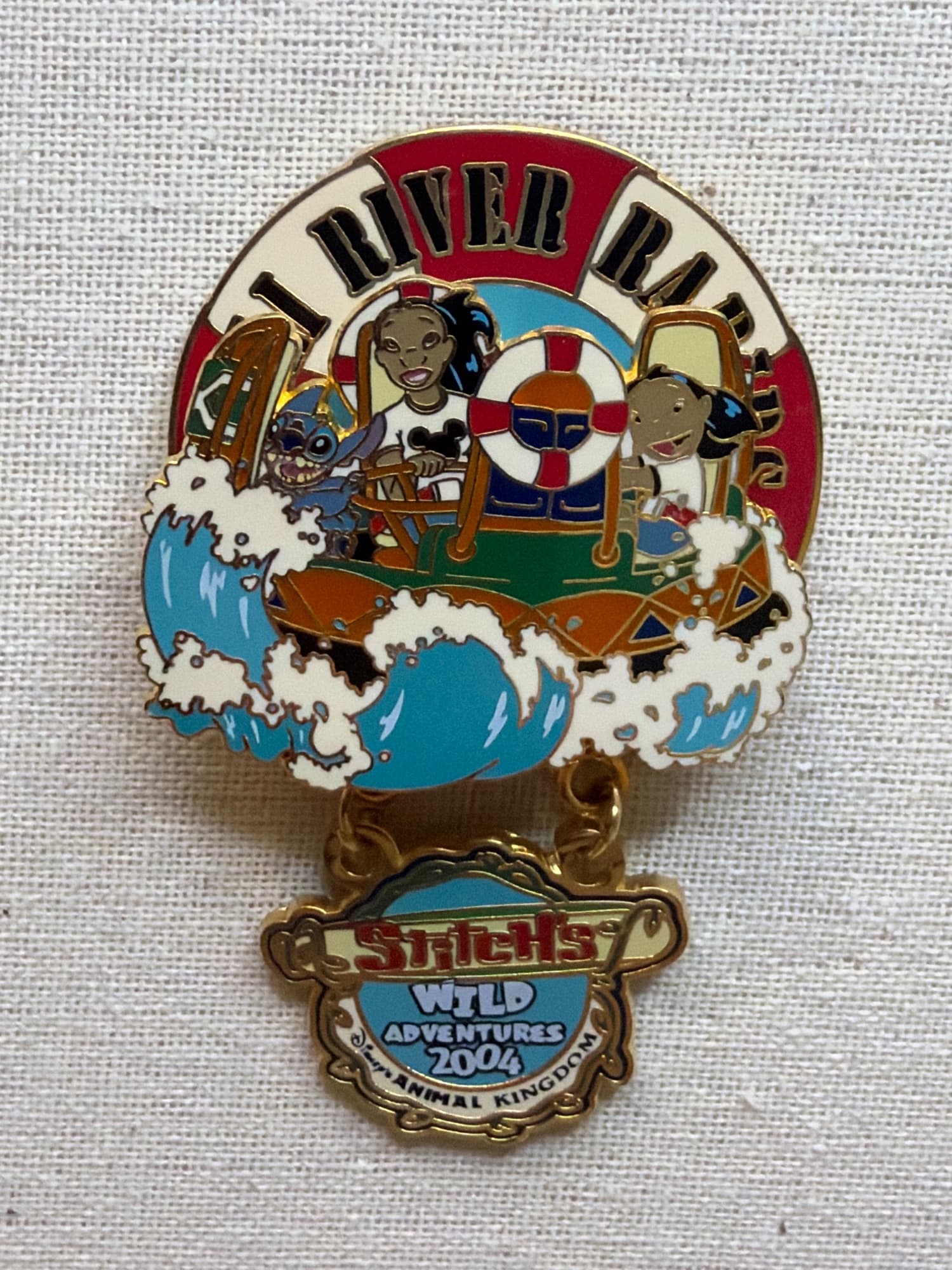 Stitch’s Wild Adventures Kali River Rapids Pin, the front