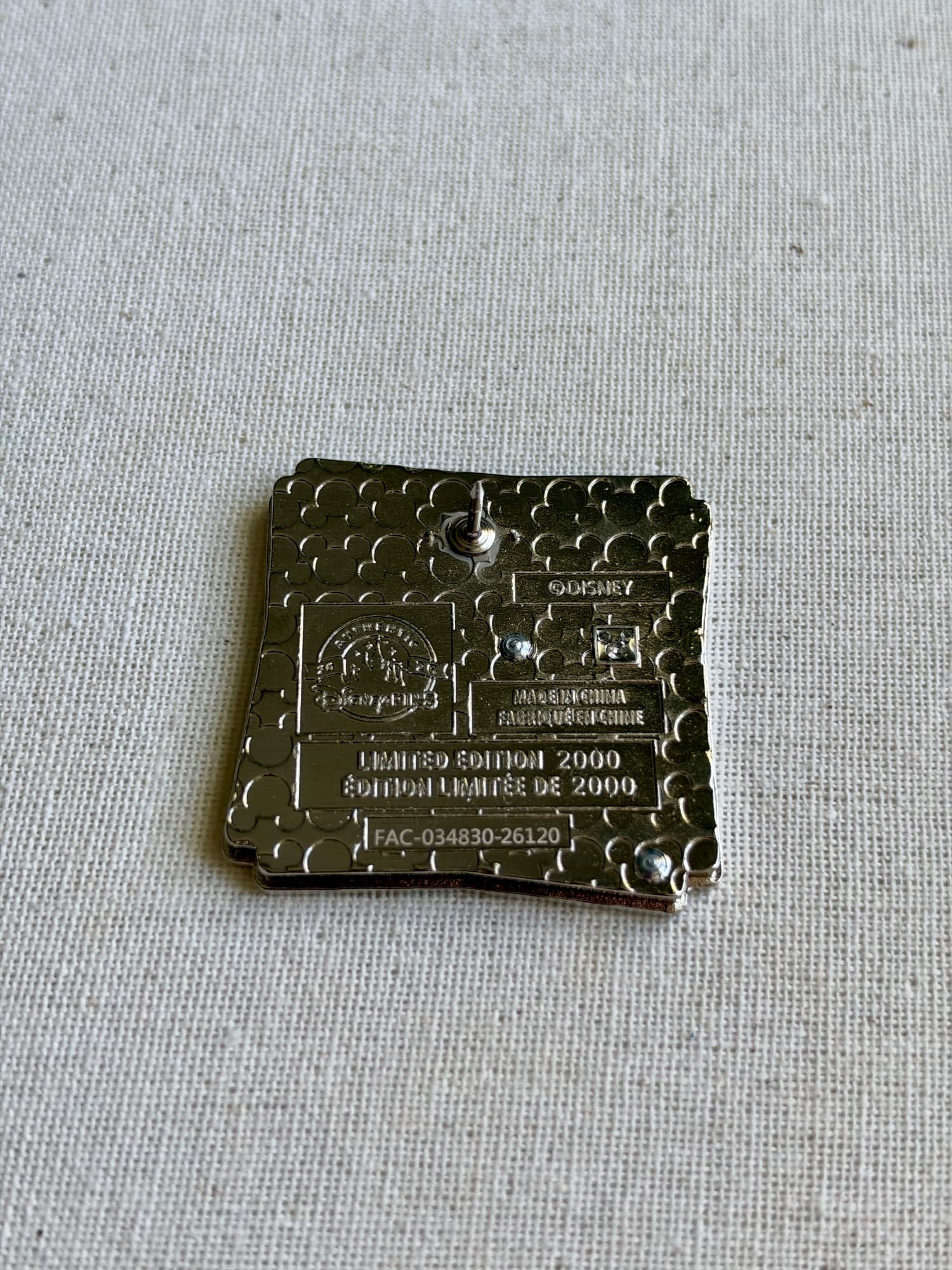 Disney Destinations Peter Pan Pin, the back