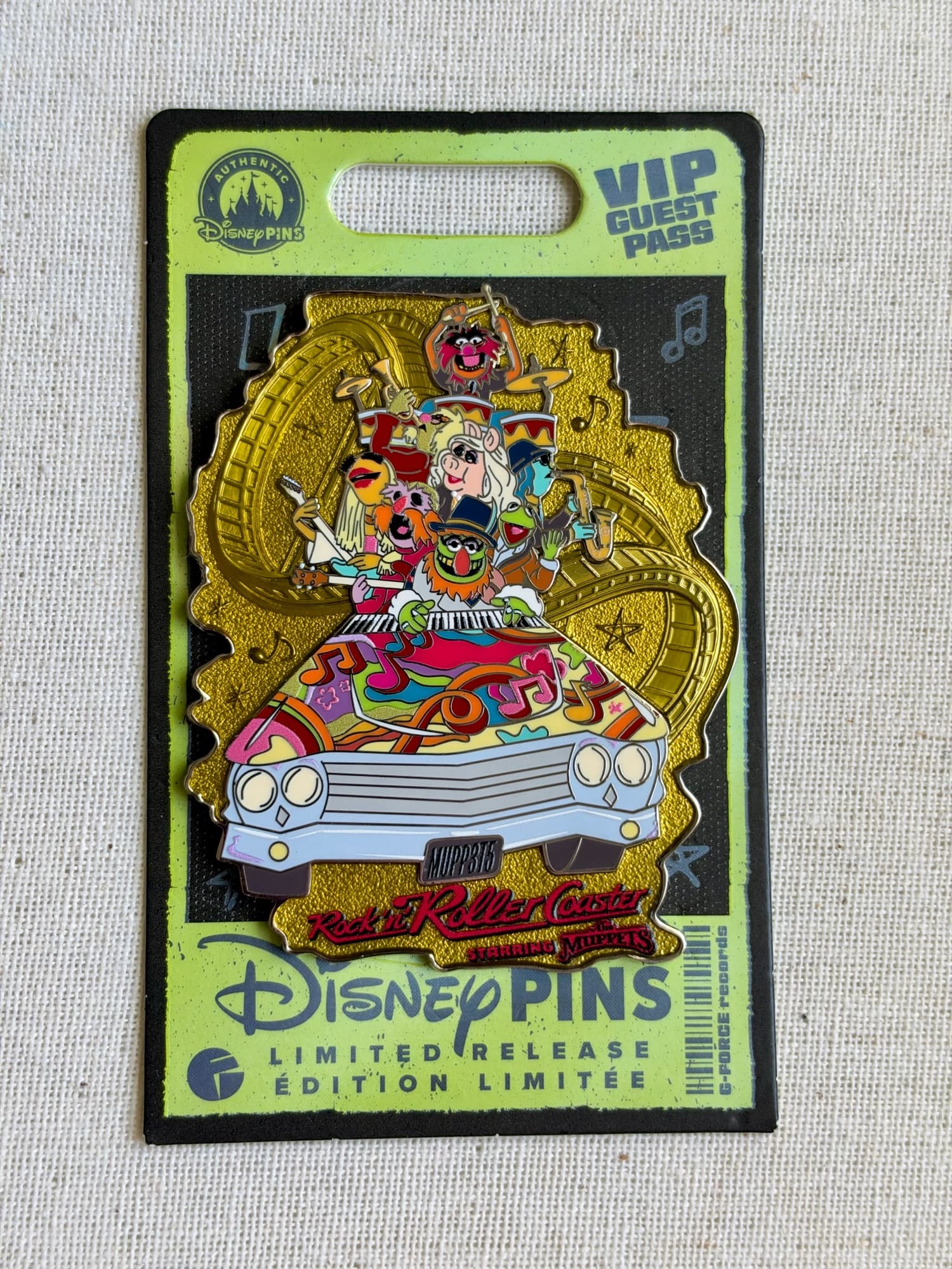 Muppets Rock n’ Roller Coaster Pin, the front