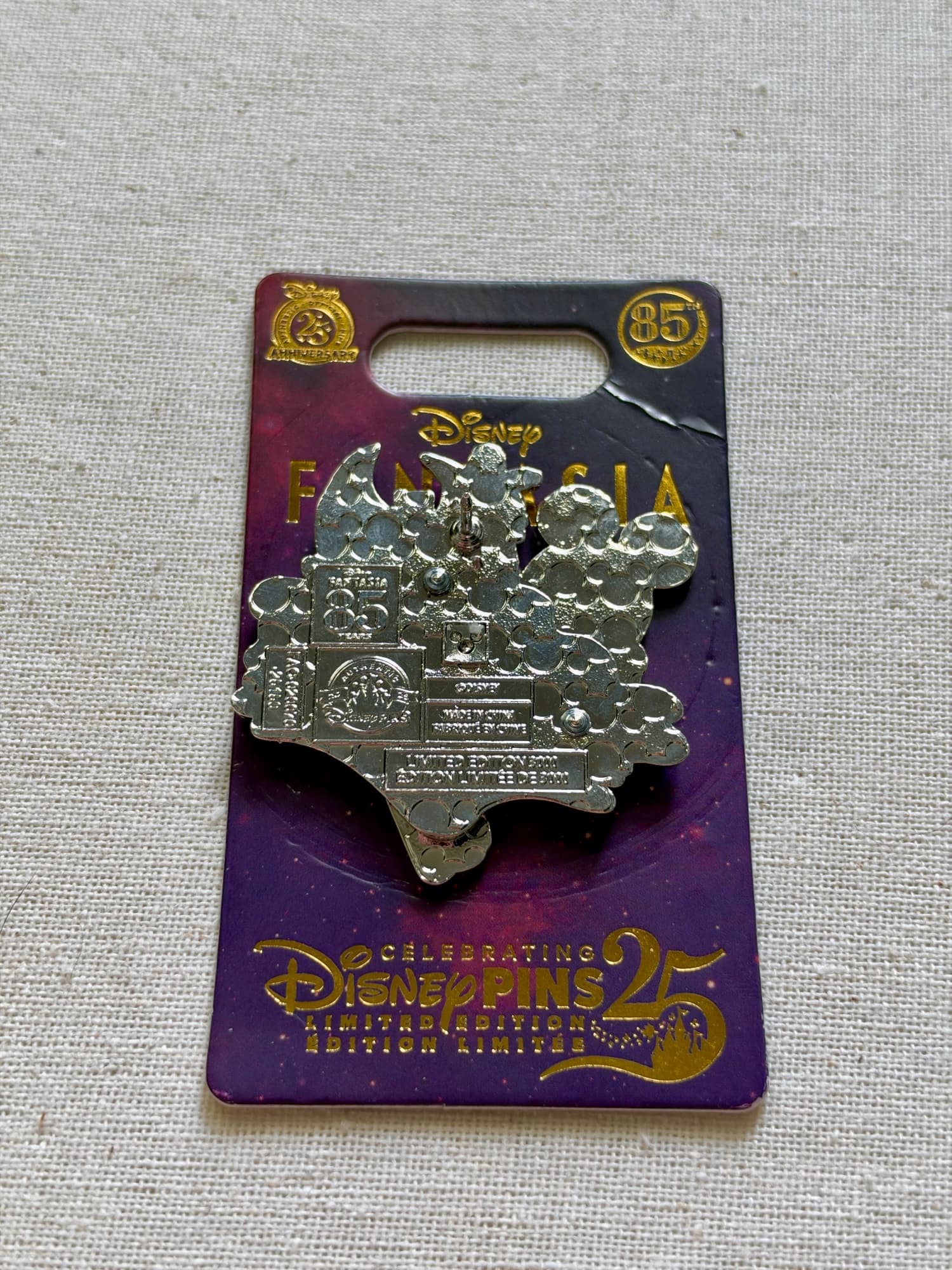 Fantasia 85th Anniversary Pin, the back