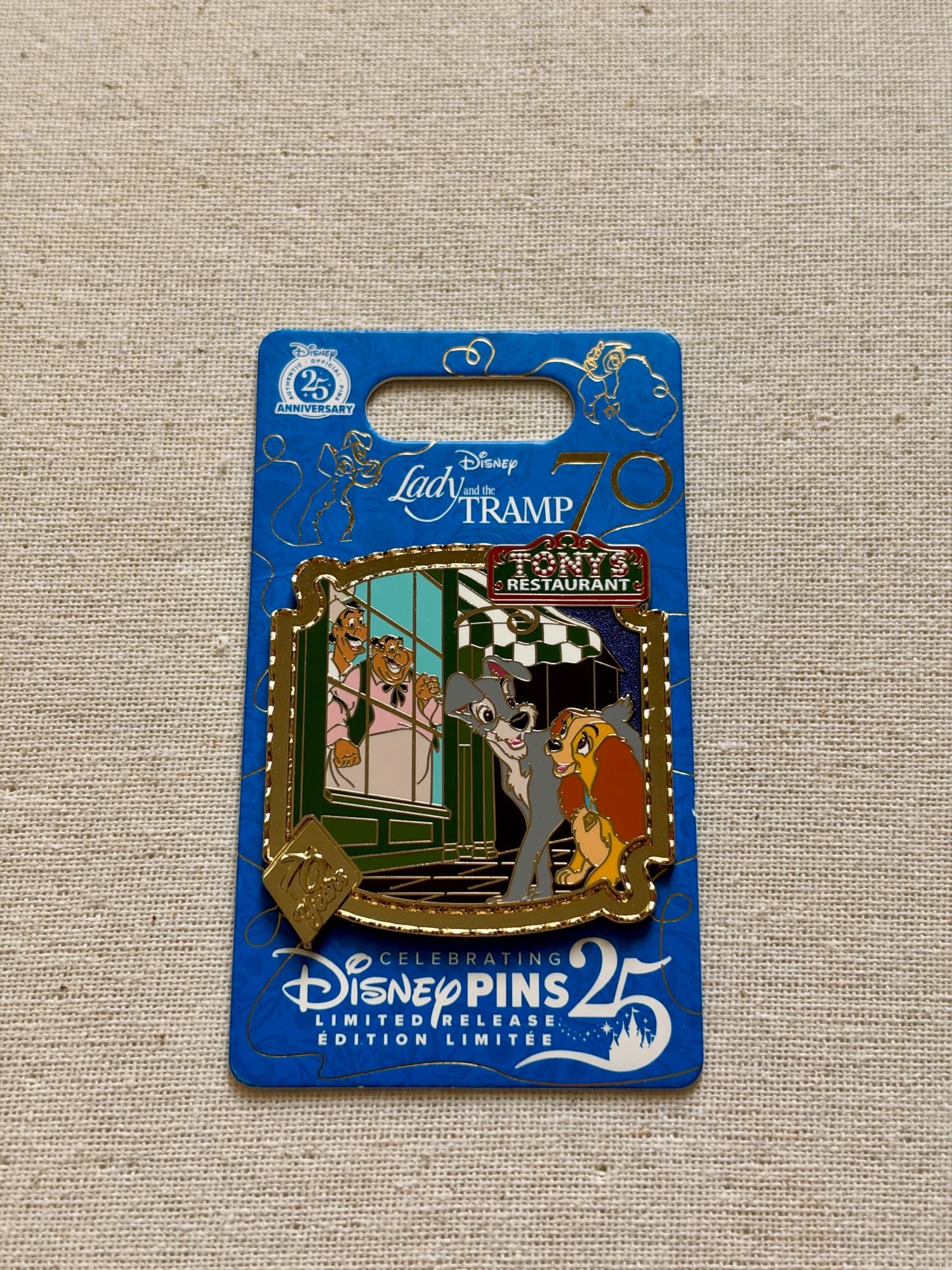 Lady and the Tramp 70th Anniversary Pin, the front