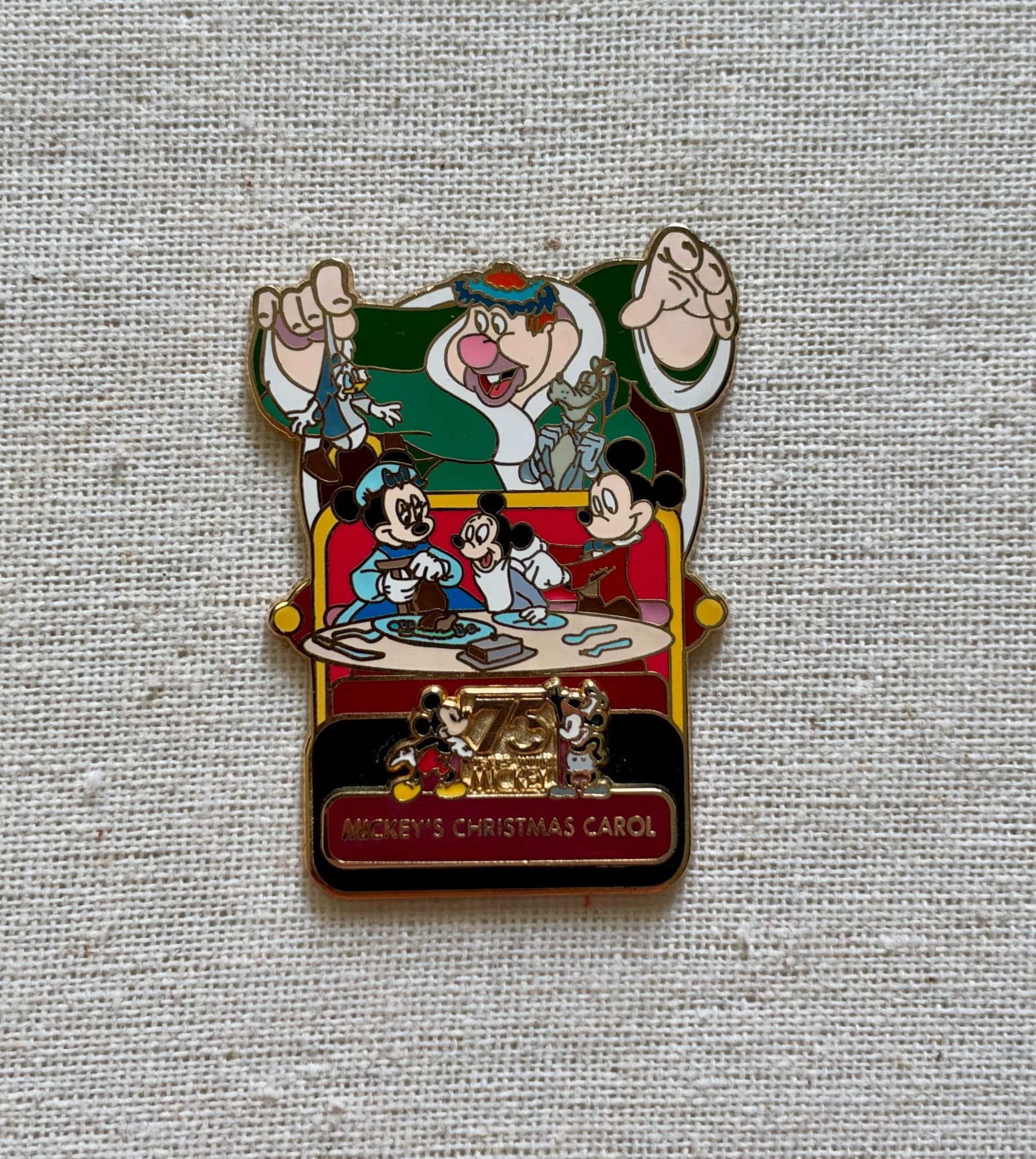 Christmas Carol 75 Years with Mickey Pin, the front