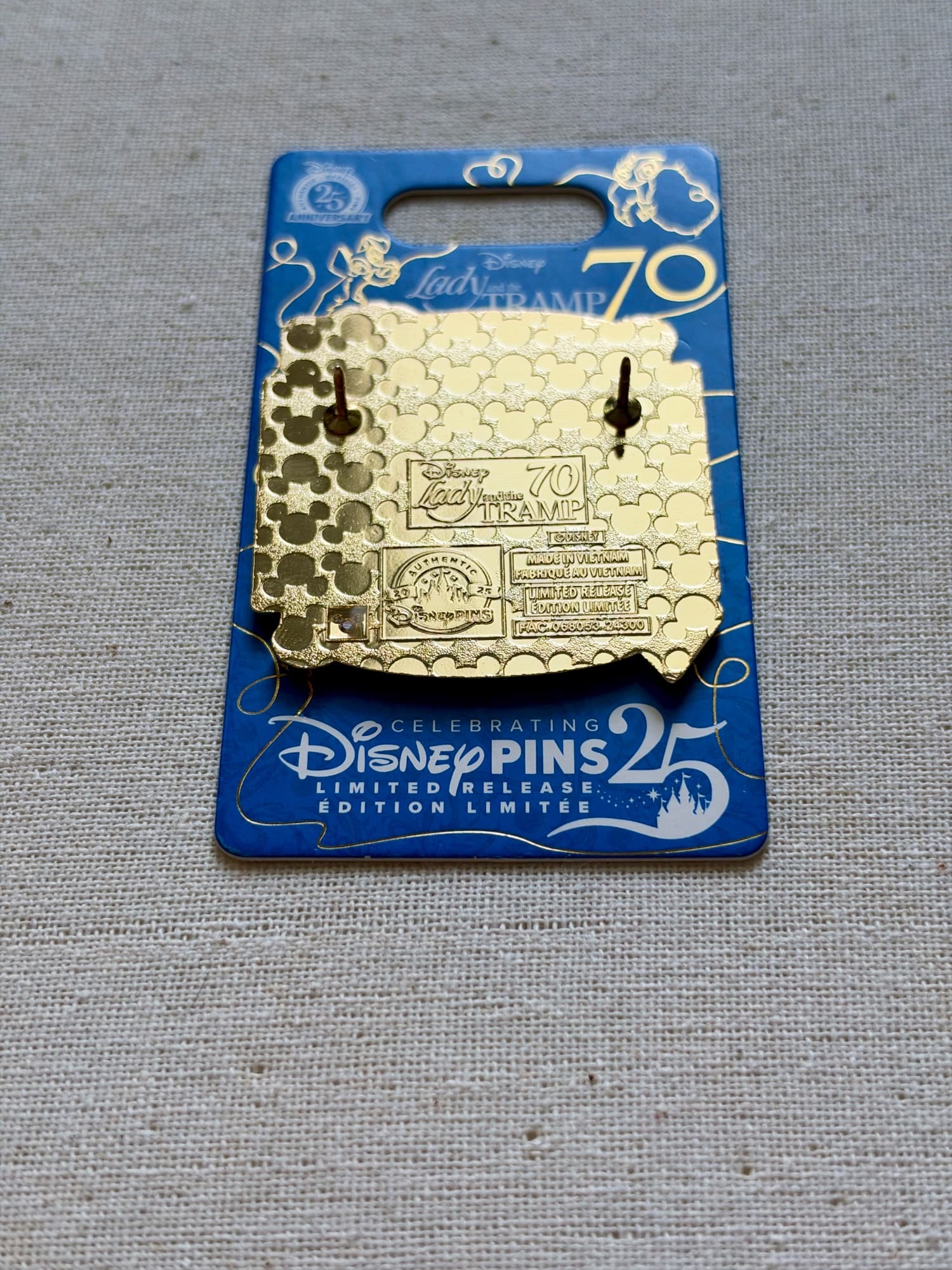 Lady and the Tramp 70th Anniversary Pin, the back