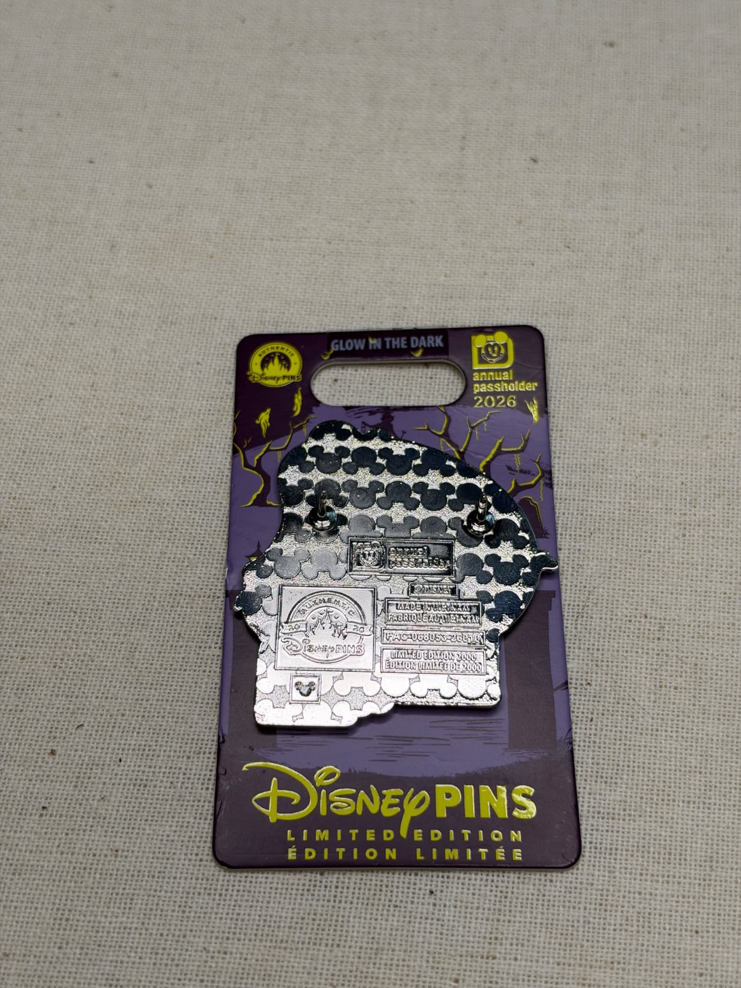 Haunted Mansion 2026 Annual Passholder Pin, the back