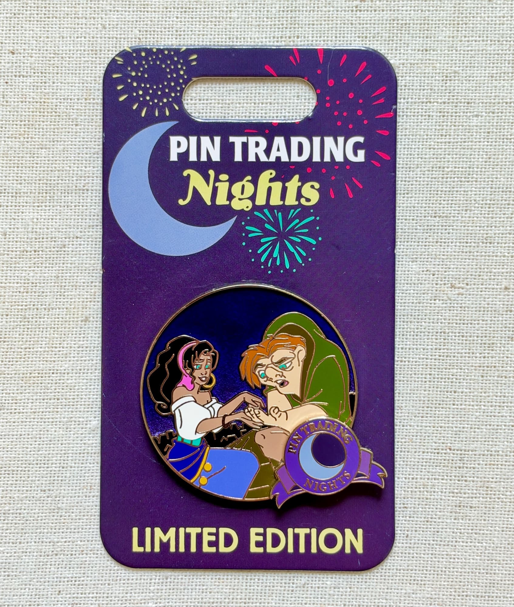Pin Trading Nights Hunchback/Esmeralda Pin, the front