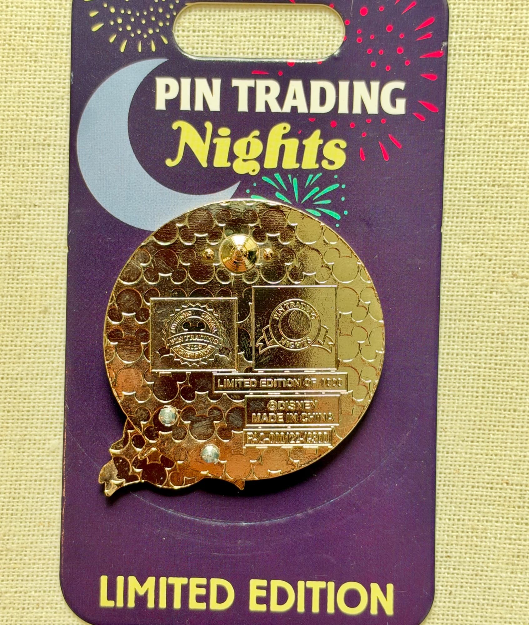Pin Trading Nights Hunchback/Esmeralda Pin, the back