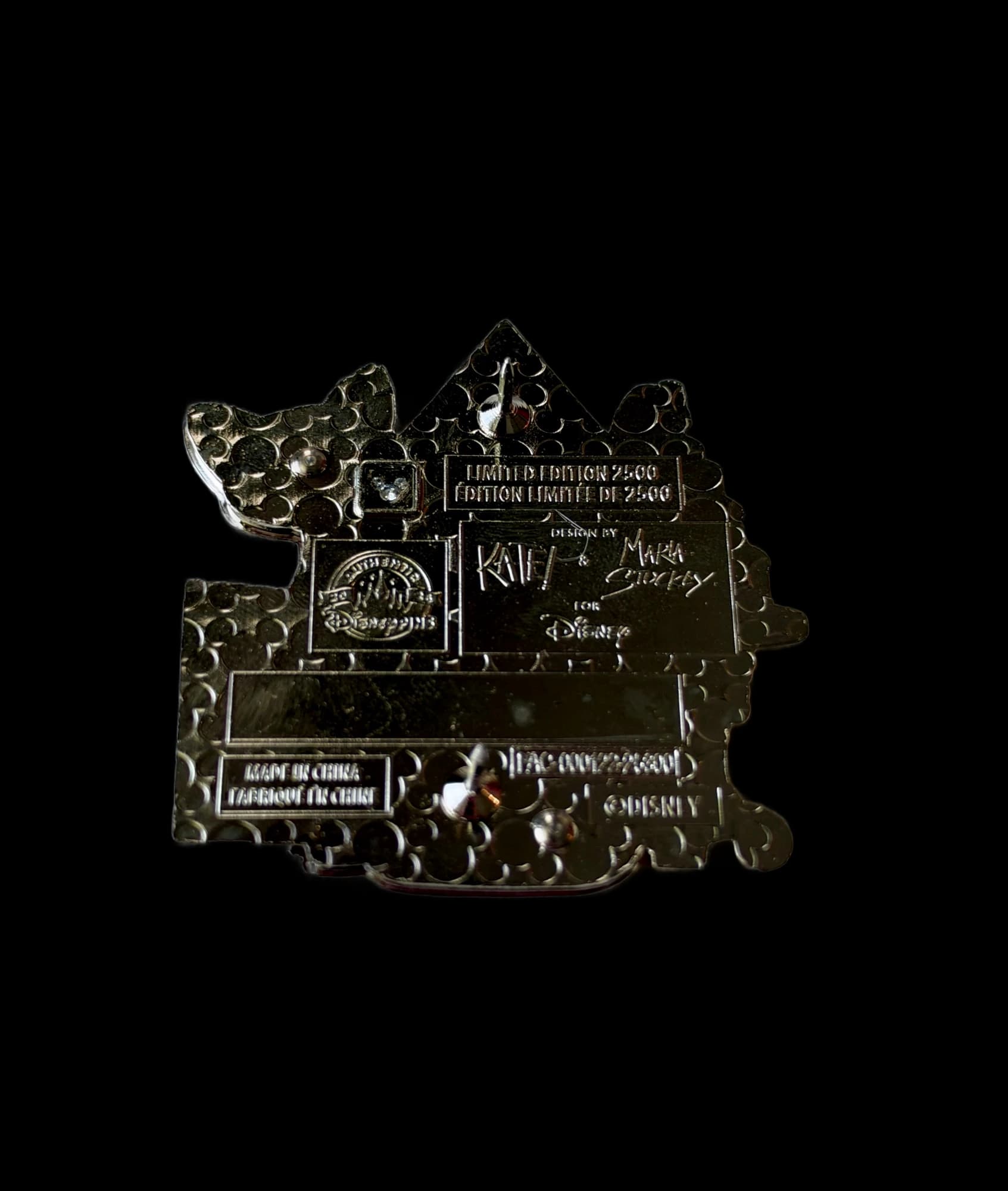 WDW Haunted Mansion Black Cat AC Pin, the back