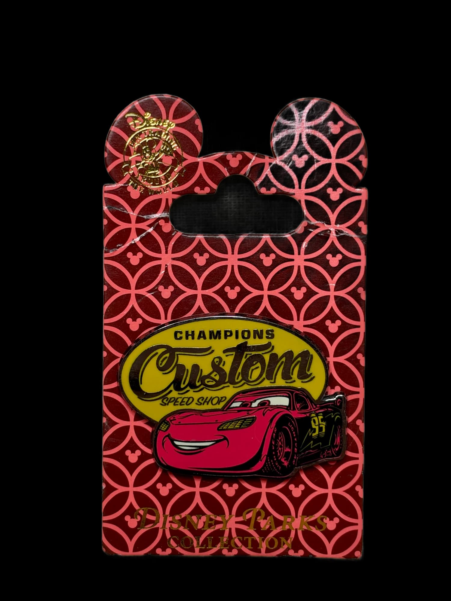 Champion’s Custom Speed Shop Lightning McQueen Pin, the front